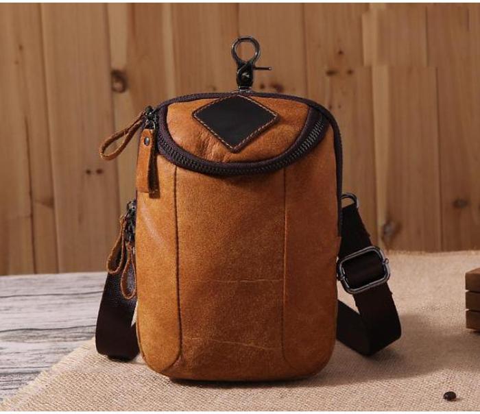Leather Belt Pouch Mens Small Cases Waist Bag Hip Pack Belt Bag Fanny Pack Bumbag for Men