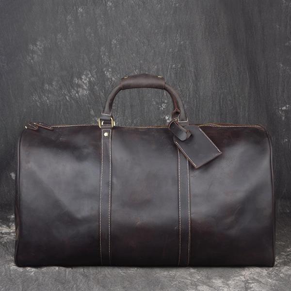 Genuine Leather Mens Cool Weekender Bag Travel Bag Duffle Bags Overnight Bag Holdall Bag for men