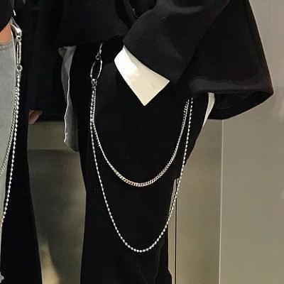 Fashion Men's Womens Double Bead Stainless Steel Pants Chain Biker Wallet Chain For Men