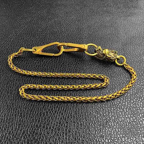 Fashion Brass 18 Mens Dragon Bite Ring Key Chain Pants Chain Wallet Chain Motorcycle Wallet Chain for Men