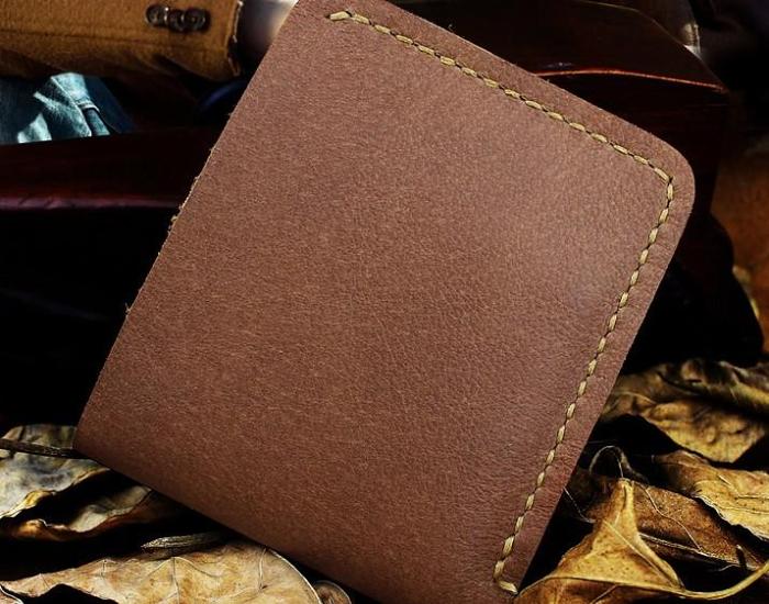 Handmade Leather Mens Cool Slim Leather Wallet Men billfold Wallets Bifold for Men