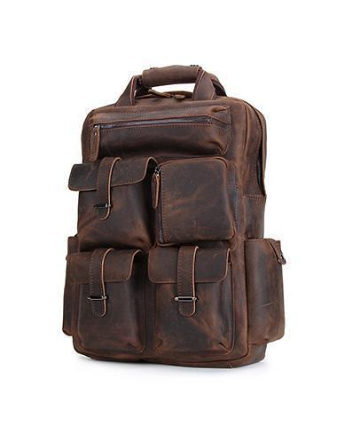 Cool Leather Mens Backpack Large Vintage Large Travel Backpack Bag for Men