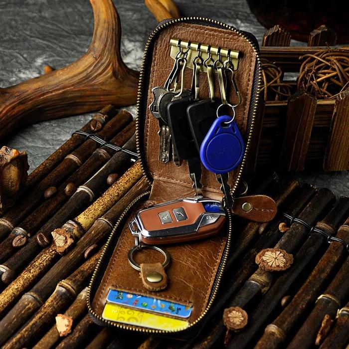 Handmade Leather Mens Cool Key Wallet Car Key Holder Case Card Wallet for Men