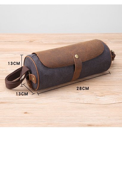 Gray Leather Mens Green Barrel Sling Bag Postman Bag Bucket Messenger Bag Side Bag For Men