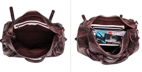 Vintage Leather Mens Large Weekender Bag Travel Bag Duffle Bags