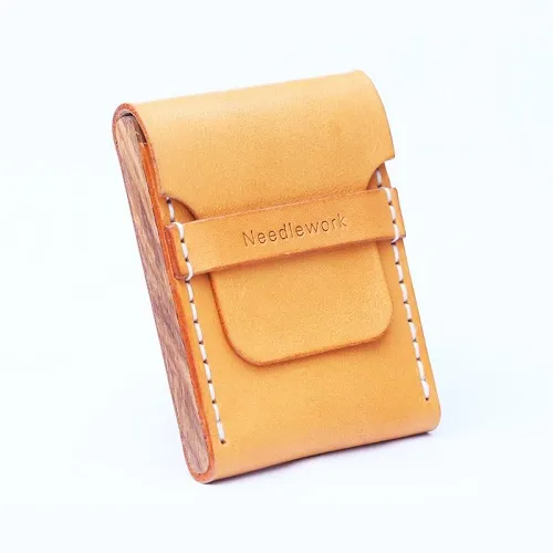 Cool Wooden Beige Leather Mens 7pcs Cigarette Case Custom Cigarette Holder for Men
