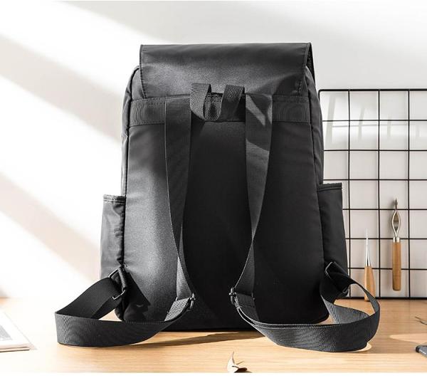 Fashion Black Mens Nylon Backpack Travel Backpacks 15‘’ Laptop Backpack College Bag for men