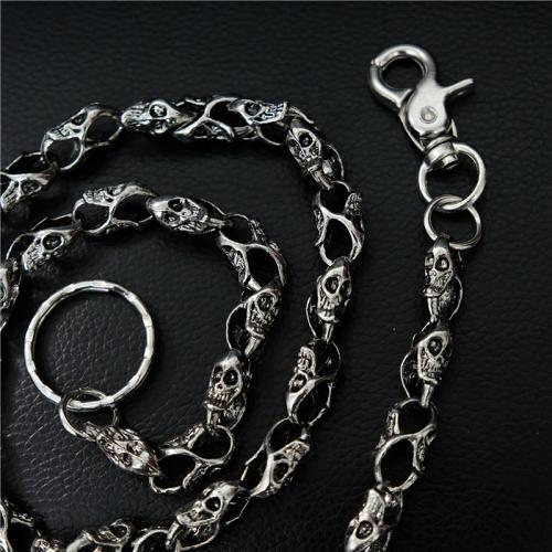 Badass Men's Silver Skull Long Punk Pants Chain Biker Wallet Chain For Men