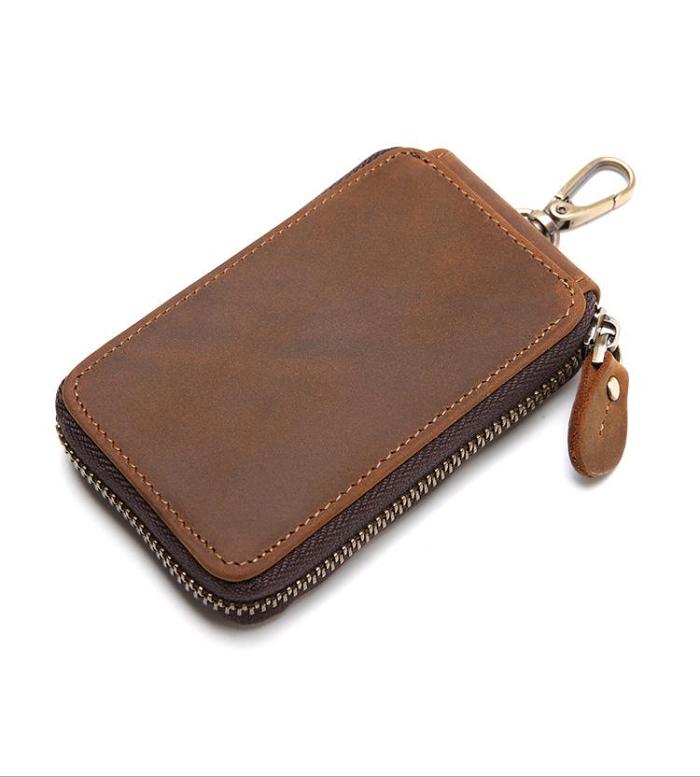 Handmade Leather Mens Cool Key Wallet Car Key Holder Case Card Wallet for Men