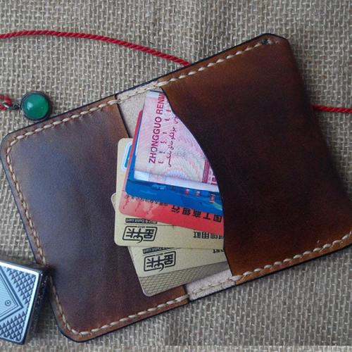 Vintage Leather Mens Slim Front Pocket Bifold Small Wallets Card Wallet for Men