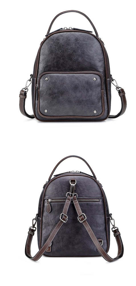 Brown Cool LEATHER Womens Small Red Backpack Mini College Backpack For Women