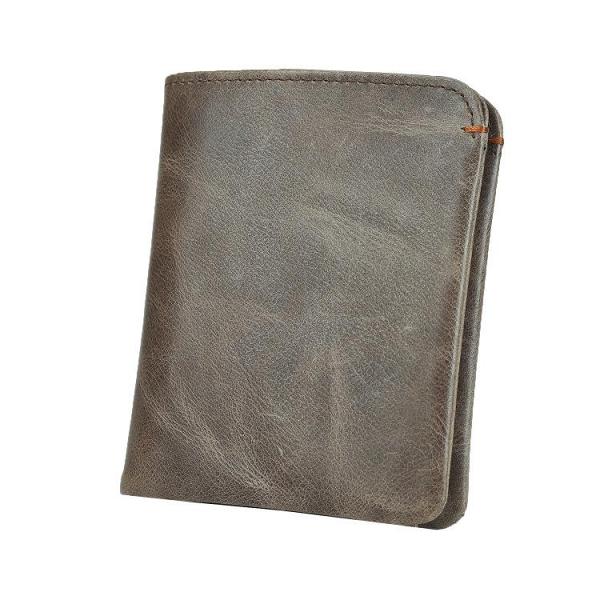 Leather Men's Billfold Wallet Bifold Small Wallet Black Slim Wallet Front Pocket Wallet For Men