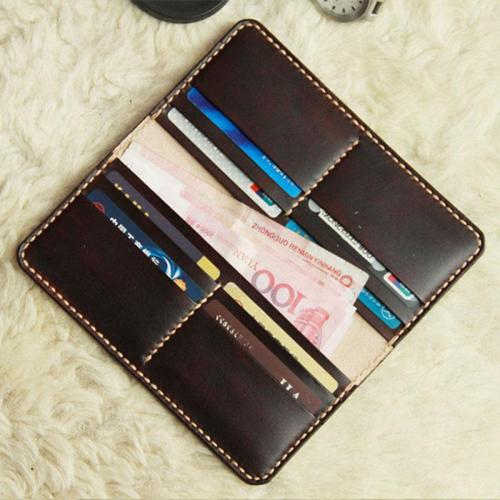 Vintage Leather Coffee Bifold Mens Long Wallet Leather Long Wallets for Men