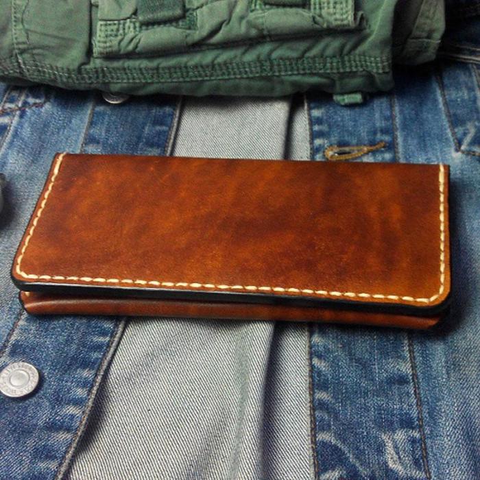 Vintage Brown Leather Bifold Mens Long Wallet Leather Long Wallets for Men