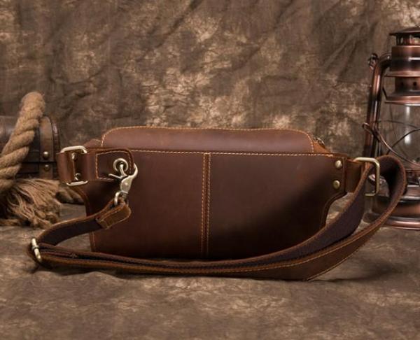 Cool Brown LEATHER MENS FANNY PACK FOR MEN BUMBAG WAIST BAGS