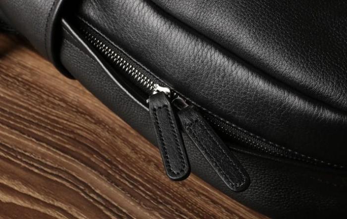 Genuine Leather Mens Cool Backpack Sling Bag Large Black Travel Bag Hiking Bag for men