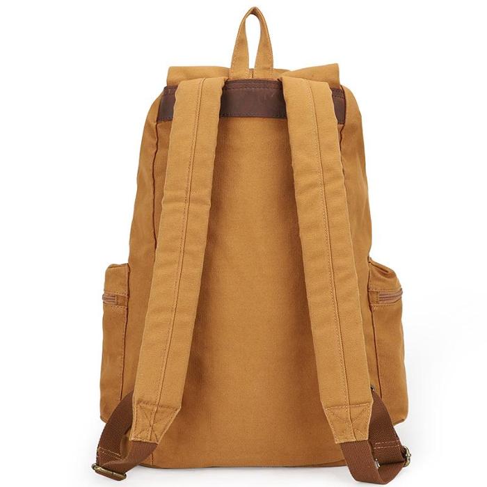 Canvas Leather Women Mens 14 Khaki Travel Backpack Green Computer Bag College Backpack for Men