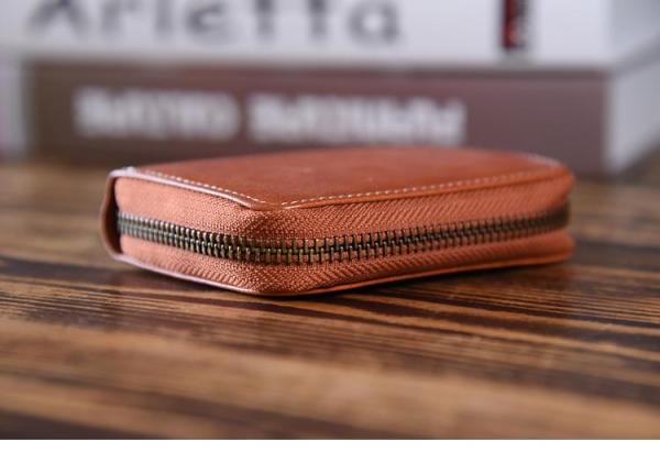Handmade Mens Cool Short Leather Wallet Men Small Card Wallets Zipper for Men