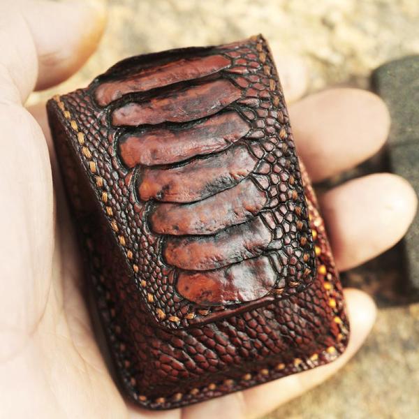 Cool Mens Brown Leather Zippo Lighter Cases with Loop Zippo lighter Holders with clips