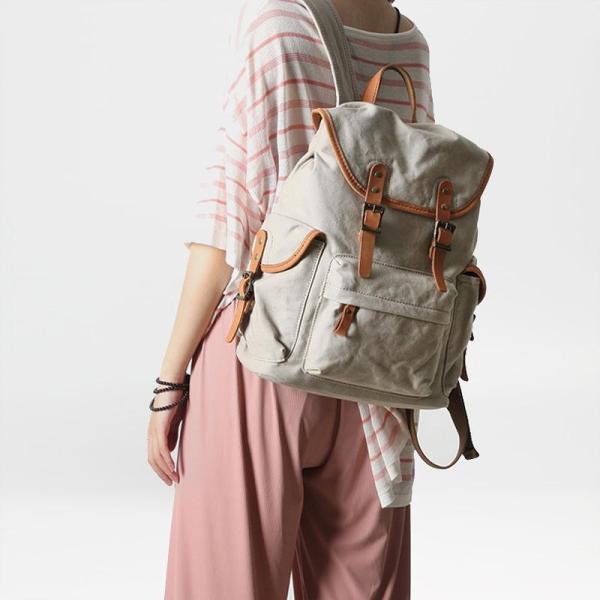 Cute Canvas Womens Mens Classic 14‘’ Green Computer Backpack White Women's School Backpack Travel Backpack for Men