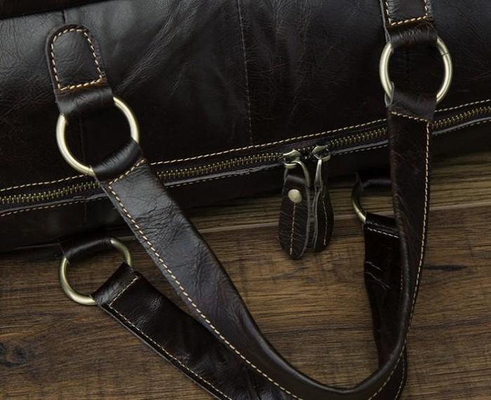 Cool Black Coffee Leather Men Barrel Overnight Bags Travel Bags Weekender Bags For Men