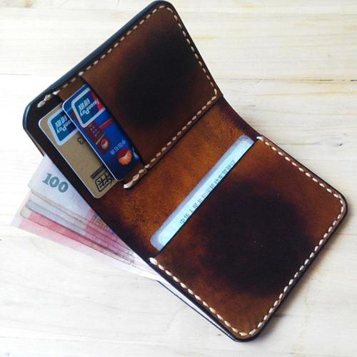 Handmade Vintage Leather Mens Slim Small Wallets for Men