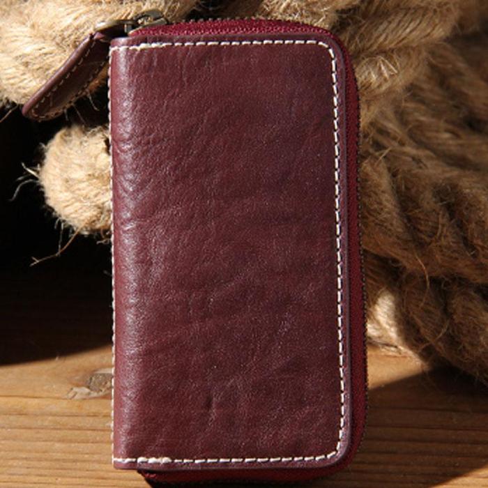 Mens Cool Key Wallet Handmade Leather Car Key Card Holder Car Key Case for Men