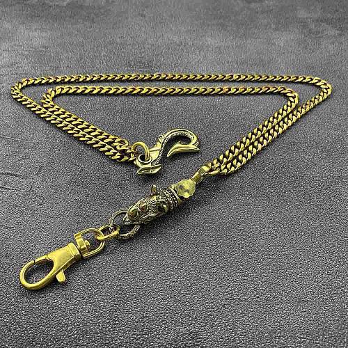 Fashion Brass 19 Mens Rhinoceros Dragon Hook Key Chain Pants Chain Wallet Chain Motorcycle Wallet Chain for Men