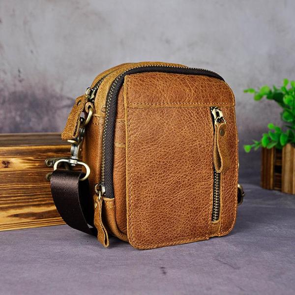 Leather Belt Pouch Mens Small Cases Waist Bag Hip Pack Belt Bag Fanny Pack Bumbag for Men