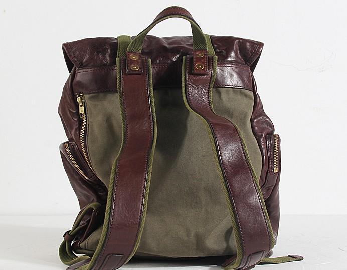 Genuine Leather Mens Cool Backpack Sling Bag Large Black Travel Bag Hiking Bag for men