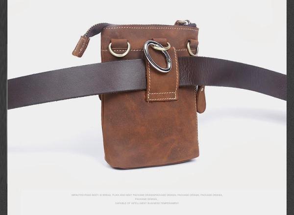 Leather Belt Pouch Mens Small Cases Waist Bag Hip Pack Belt Bag Fanny Pack Bumbag for Men