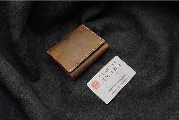 Handmade Brown Leather Mens Trifold Billfold Wallets With Front Pocket Wallet for Men