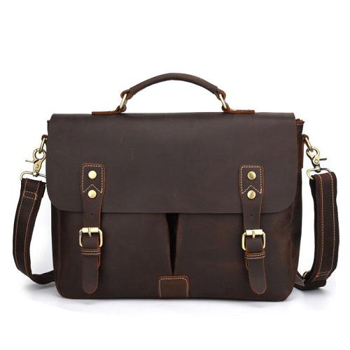 Cool Leather Mens Vintage Briefcases Work Bag Business Bag Handbag Laptop Bag For Men