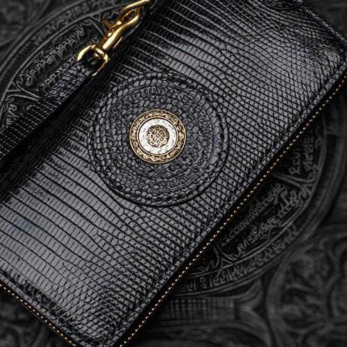 Handmade Leather Black LIZARD SKIN Chain Wallet Mens Biker Wallet Cool Leather Wallet Long Phone Wallets for Men