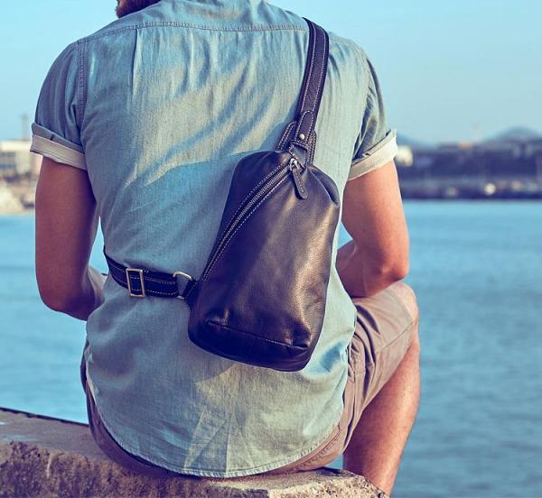 Leather Mens Cool Sling Bag Crossbody Bag Chest Bag for men