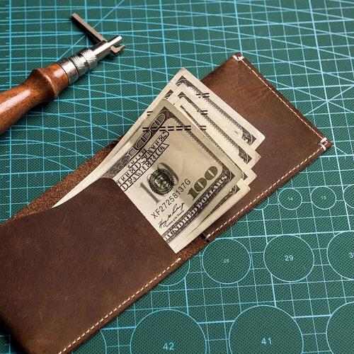 Leather Men Slim Small Wallet Bifold Small Vintage Wallet for Men