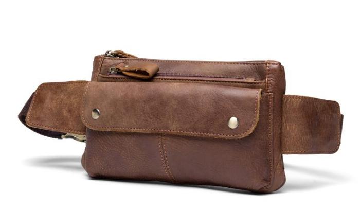 Vintage Leather Fanny Pack Mens Waist Bag Hip Pack Belt Bag Bumbag for Men
