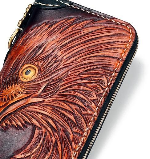 Handmade Leather Eagle Mens Chain Biker Wallet Cool Leather Wallet With Chain Wallets for Men
