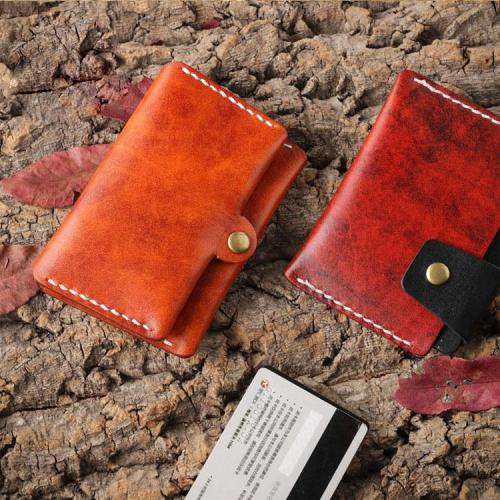 Handmade Leather Mens Cool Slim Leather Wallet Men Small Wallets Card Holders for Men