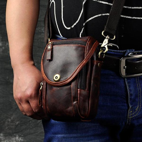 Leather Belt Pouch Mens Small Cases Waist Bag Hip Pack Belt Bag Fanny Pack Bumbag for Men