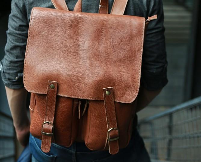 Leather Brown Mens Backpack Cool Travel Backpacks Laptop Backpack for men