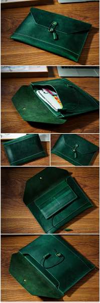 Green Large Envelope Bag Leather Clutch Bag Womens Leather Envelope Bag Leather Clutch Purse for Women