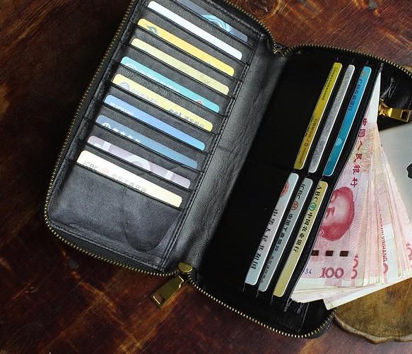 Handmade Leather Mens Tooled Floral Cool Zipper Phone Travel Long Wallet Card Holder Card Slim Clutch Wallets for Men