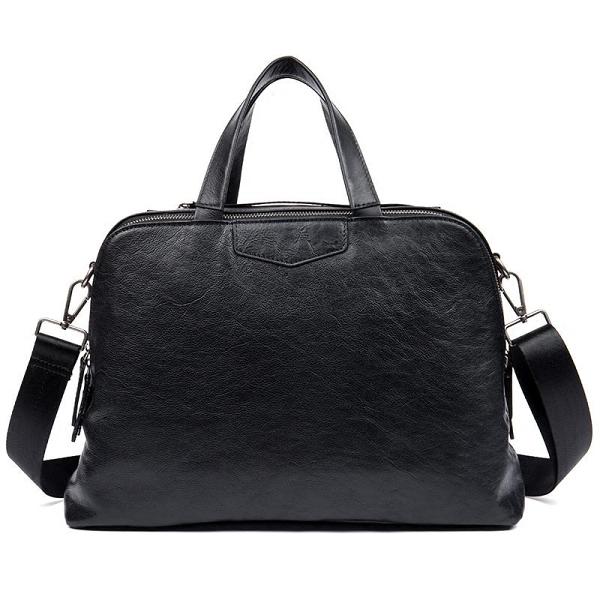 Black Cool Leather 14 inches Shoulder Bag Travel Bags Handbags Luggage Bag for Men
