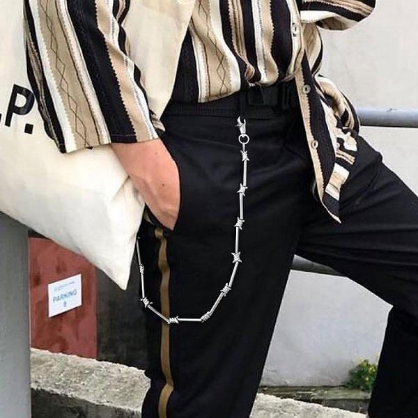 Cool Men's Rock Puck Long Stainless Steel Pants Chain Biker Wallet Chain For Men