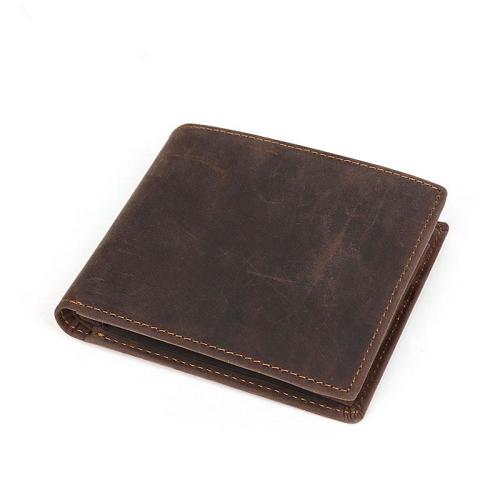 Vintage Bifold Leather Mens Wallet Small Wallet Front Pocket Wallets for Men