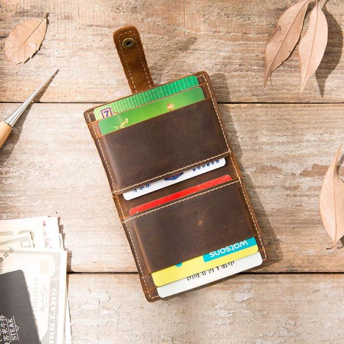 Leather Mens Card Holder Slim Front Pocket Wallets Card Wallet for Men