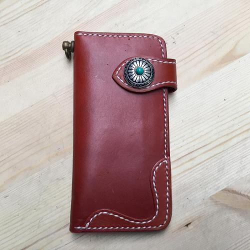 Cool Leather Mens Biker Chain Wallets Handmade Long Wallet with Chain