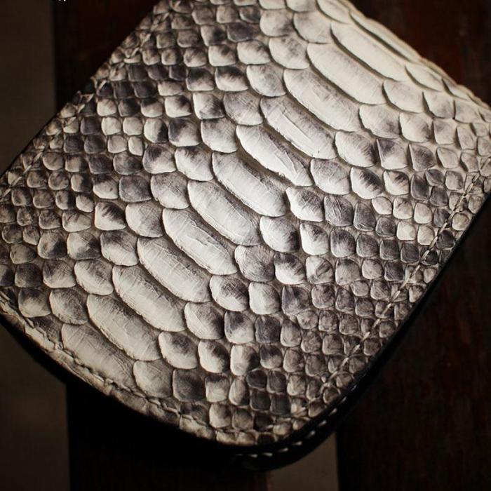 Handmade Leather Boa Skin Tooled Mens billfold Wallet Cool Slim Wallet Biker Wallet for Men
