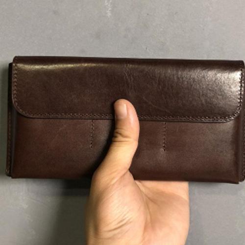 Handmade Leather Mens Cool Wallet Long Leather Wallet Clutch Wristlet Wallet for Men Women